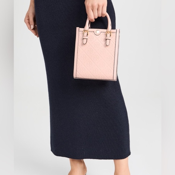 NWT!! Tory Burch T Monogram Leather Mini N/S Tote Crossbody In Blush - Picture 12 of 12